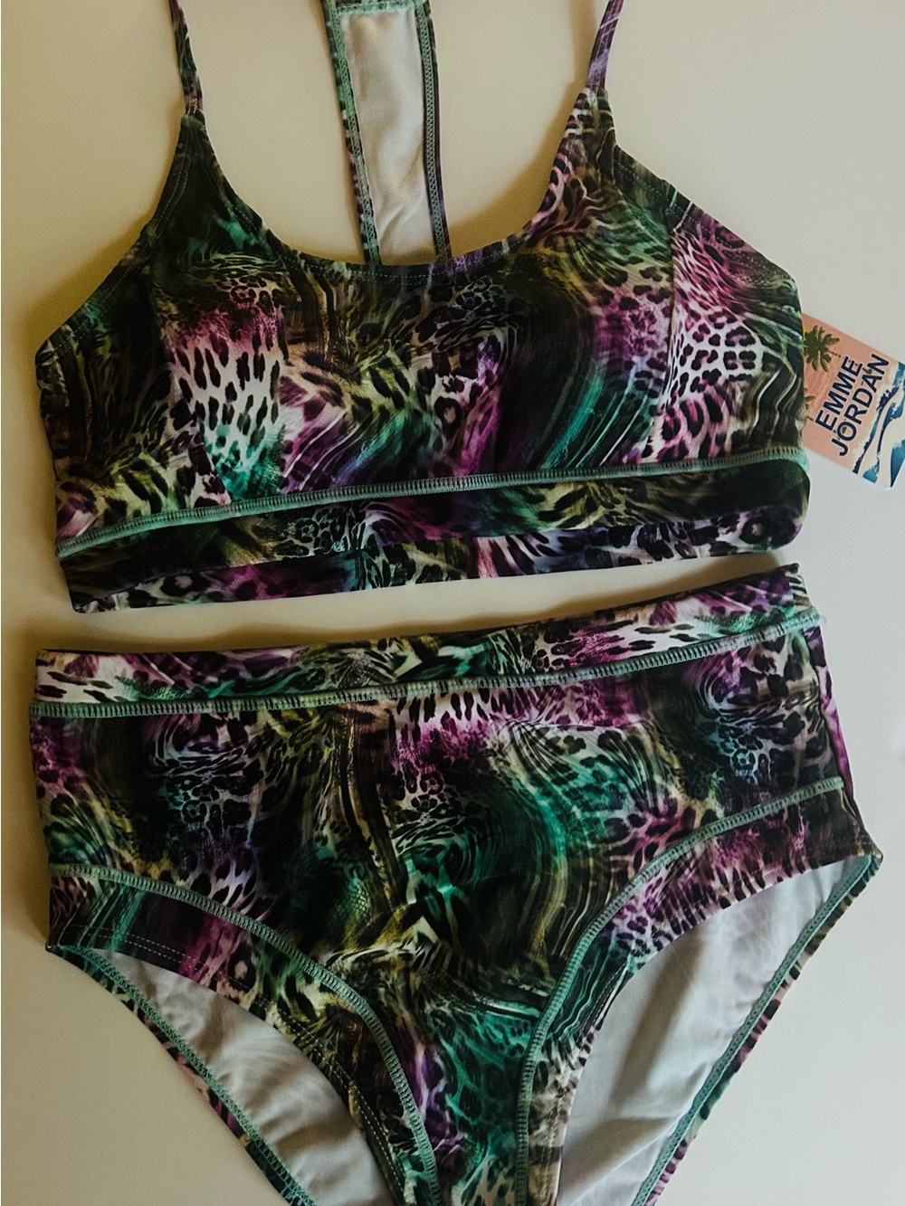 Jordan Women's Green & Purple Animal-Print Bikini Set